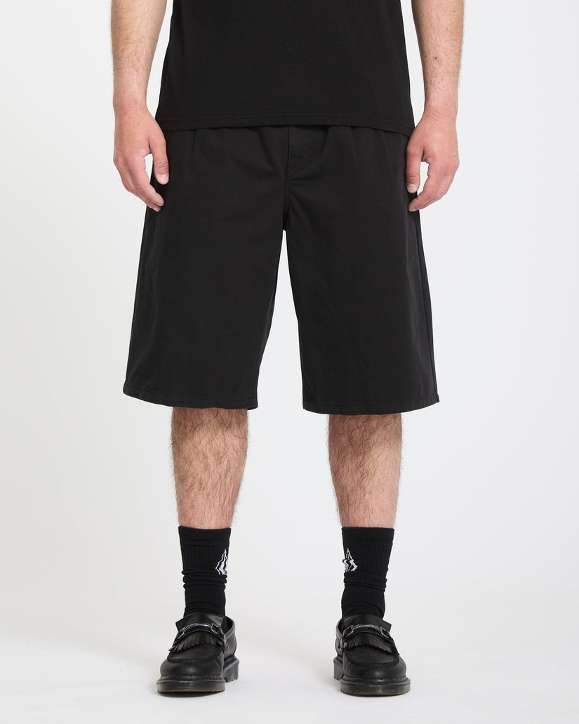 Pantalón corto chino con cintura elástica Chillow Pleat 24" - Black