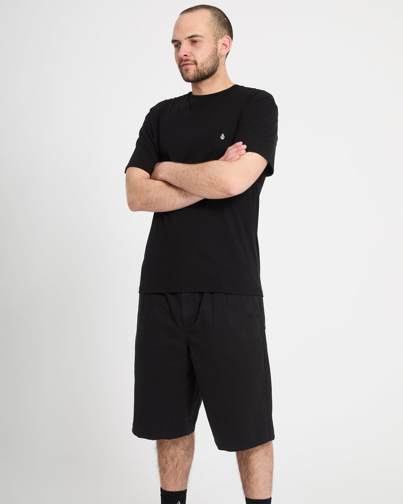 Pantalón corto chino con cintura elástica Chillow Pleat 24" - Black