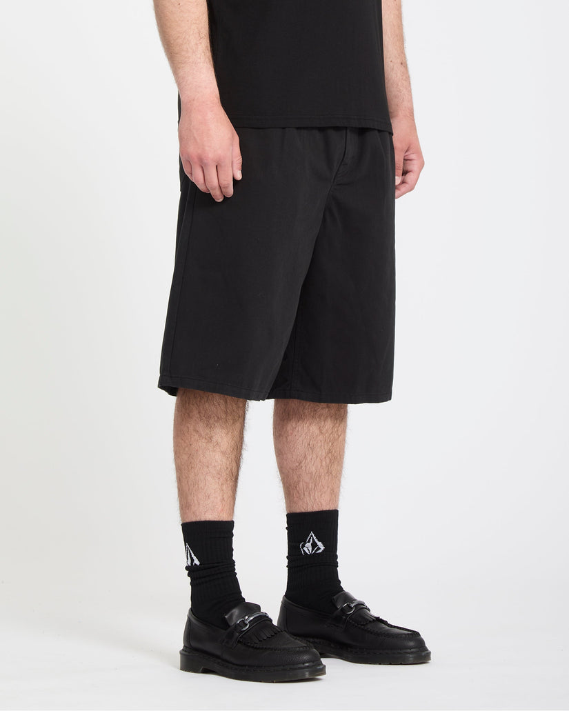 Pantalón corto chino con cintura elástica Chillow Pleat 24" - Black