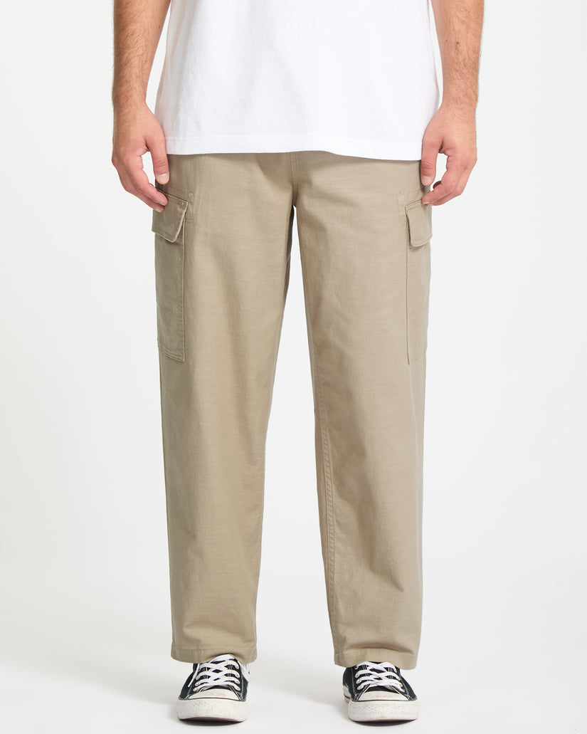 Pantalón Cargo Con Cintura Elástica Billow Tapered - Khaki