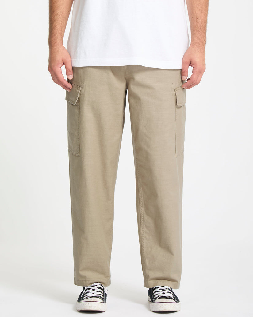 Pantalón Cargo Con Cintura Elástica Billow Tapered - Khaki