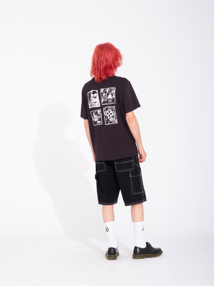 LABORED DENIM UTILITY SHORT (A2012301_BLK) [2]