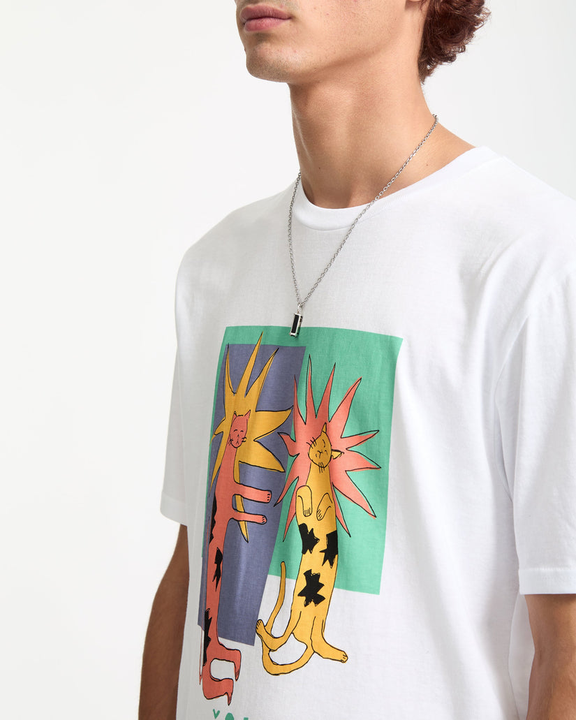 Camiseta Longo Cats - White