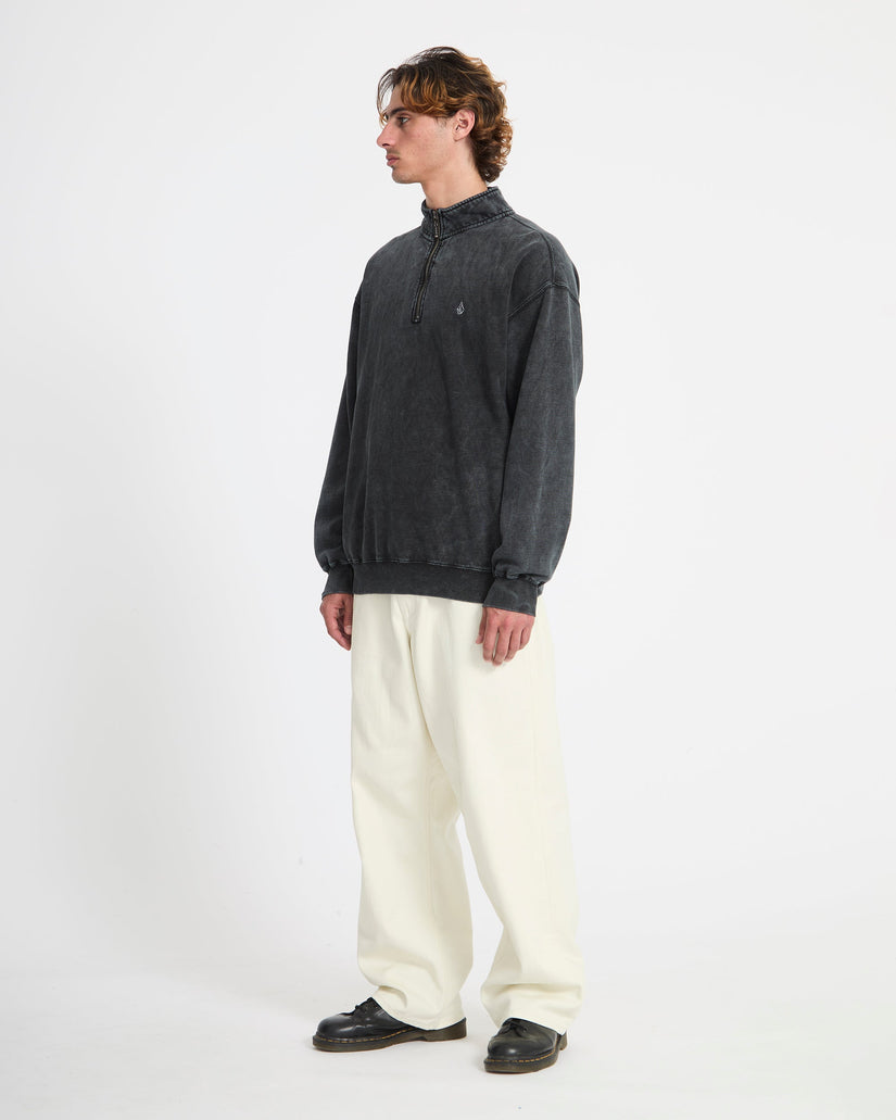 Sudadera con cremallera de 1/4 Single Stone - Light Acid Black