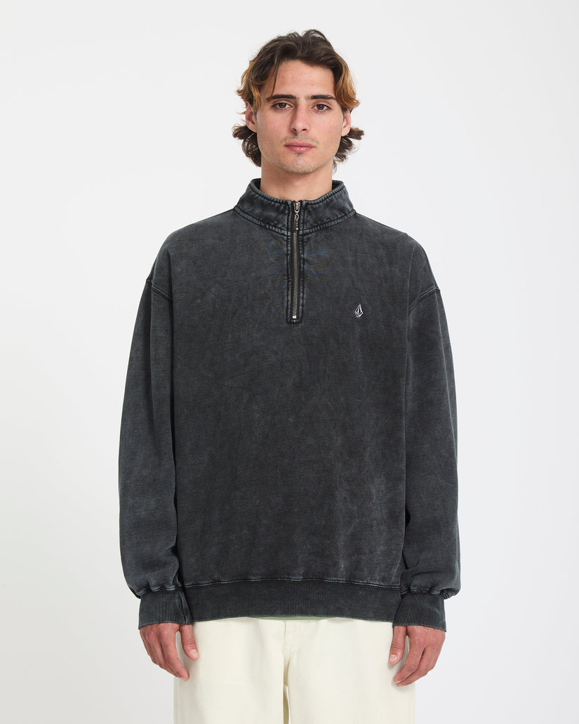 Sudadera con cremallera de 1/4 Single Stone - Light Acid Black