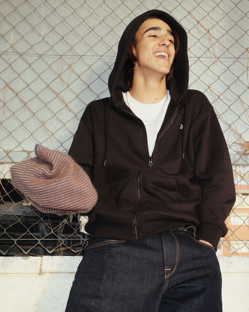 Sudadera con capucha y cremallera Single Stone - BLACK