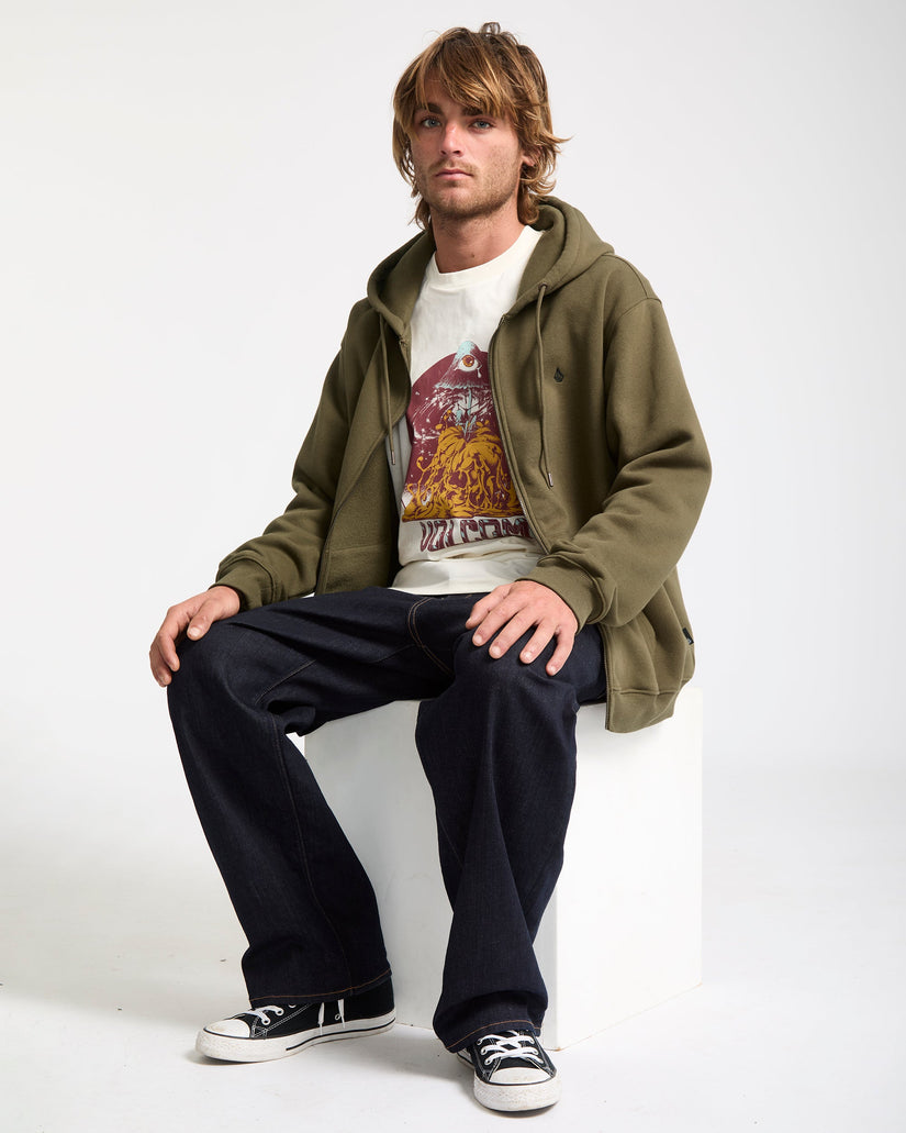 Sudadera Con Capucha Y Cremallera Single Stone - Sage Leaf