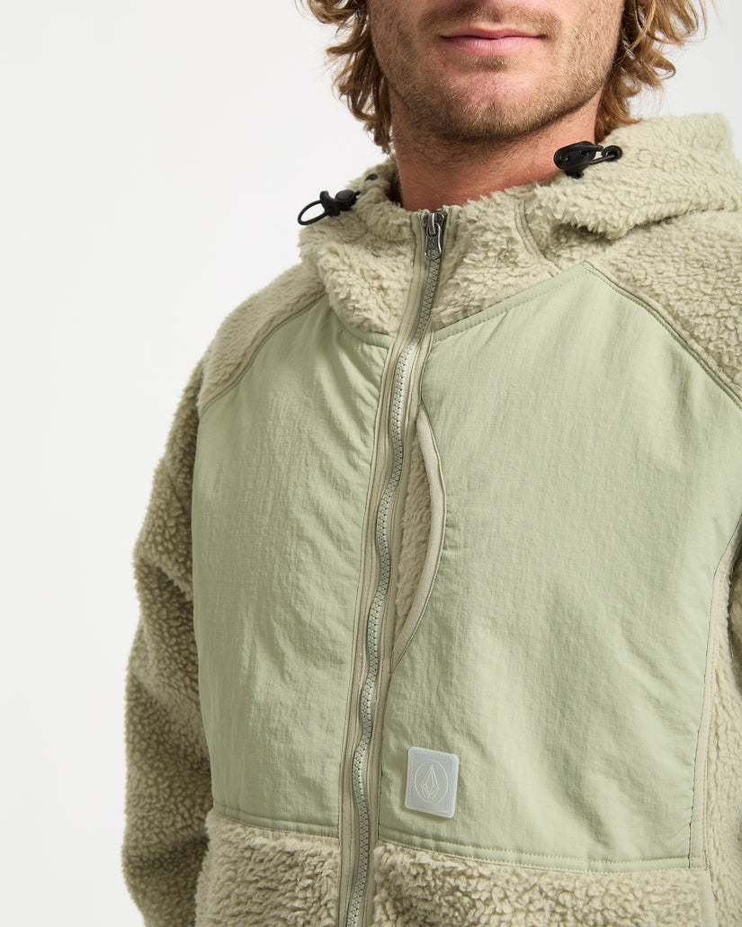 Sudadera De Borreguillo Con Capucha Y Cremallera Nomaa - Green Tea
