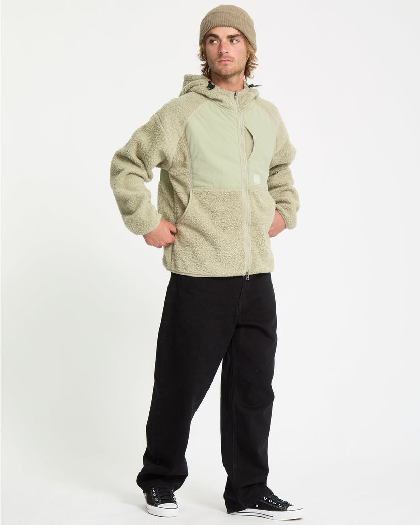 Sudadera De Borreguillo Con Capucha Y Cremallera Nomaa - Green Tea