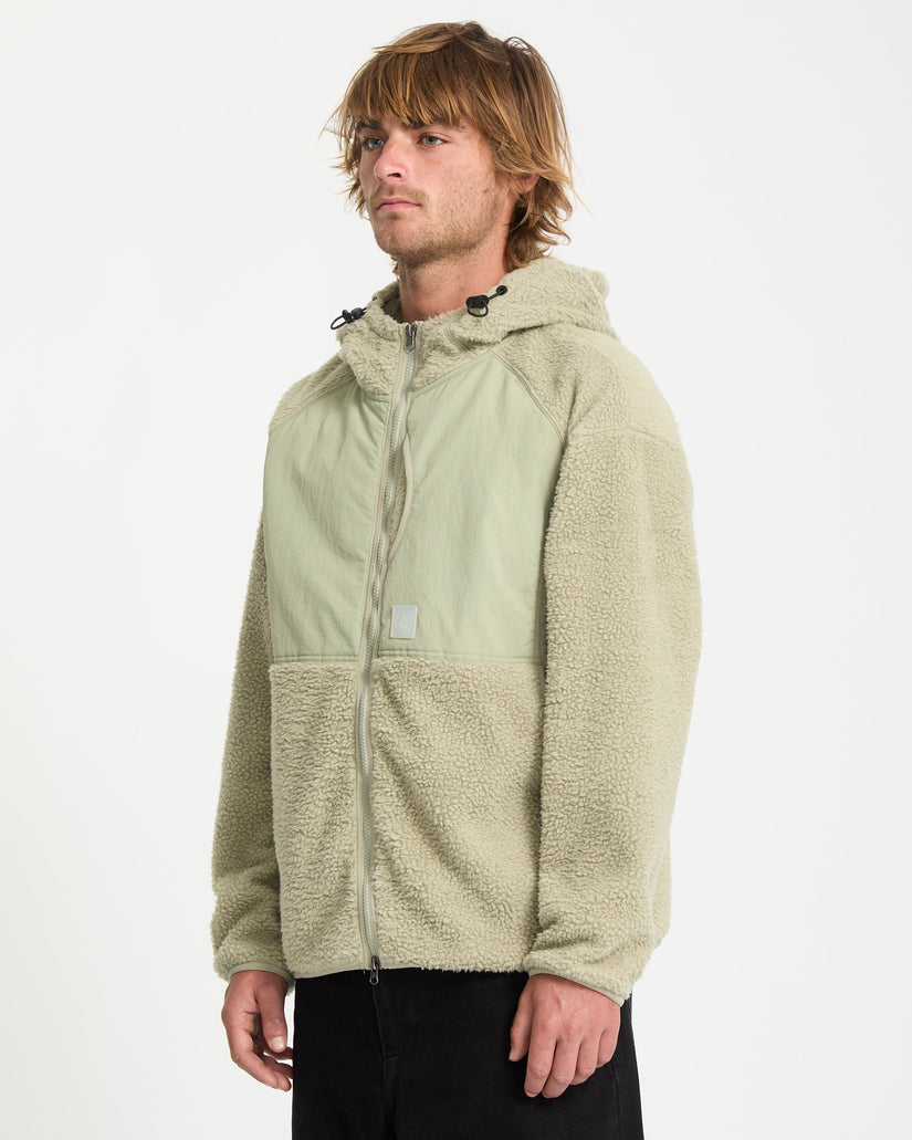 Sudadera De Borreguillo Con Capucha Y Cremallera Nomaa - Green Tea