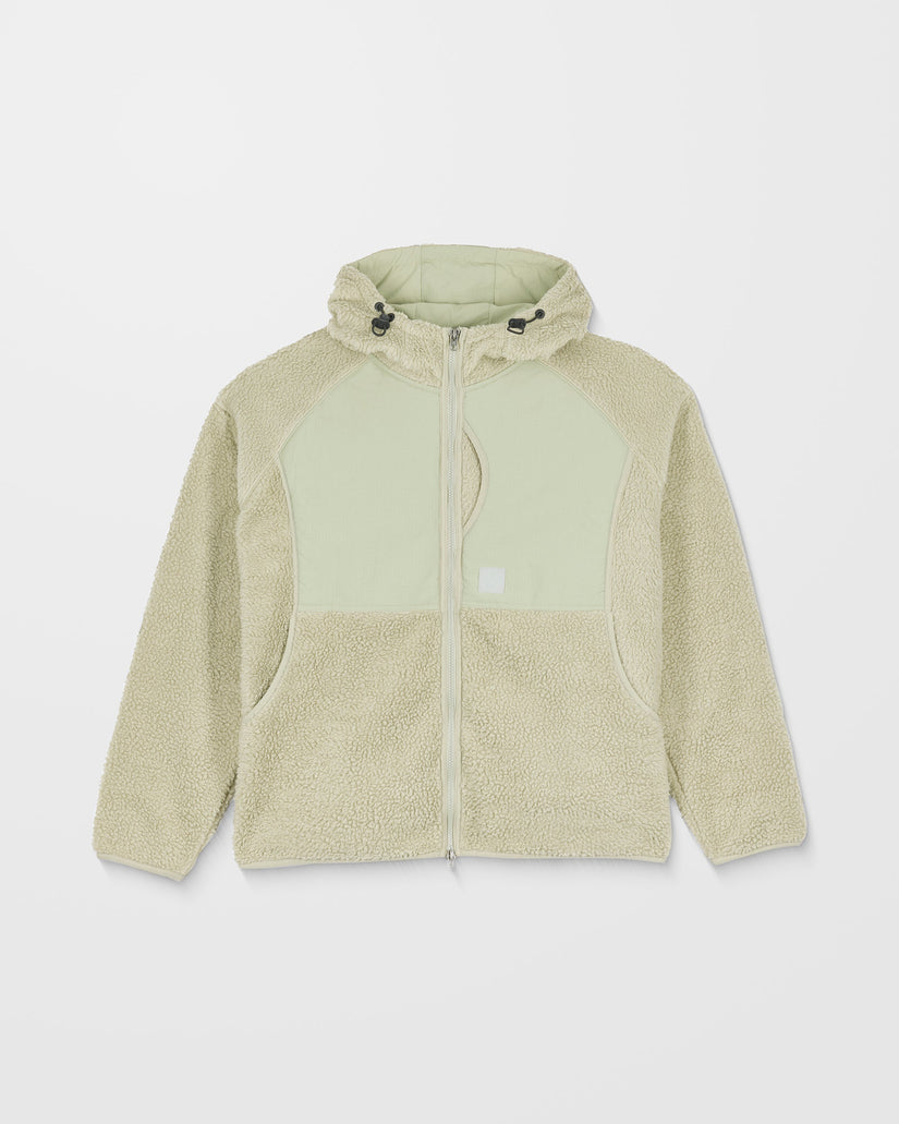 Sudadera De Borreguillo Con Capucha Y Cremallera Nomaa - Green Tea