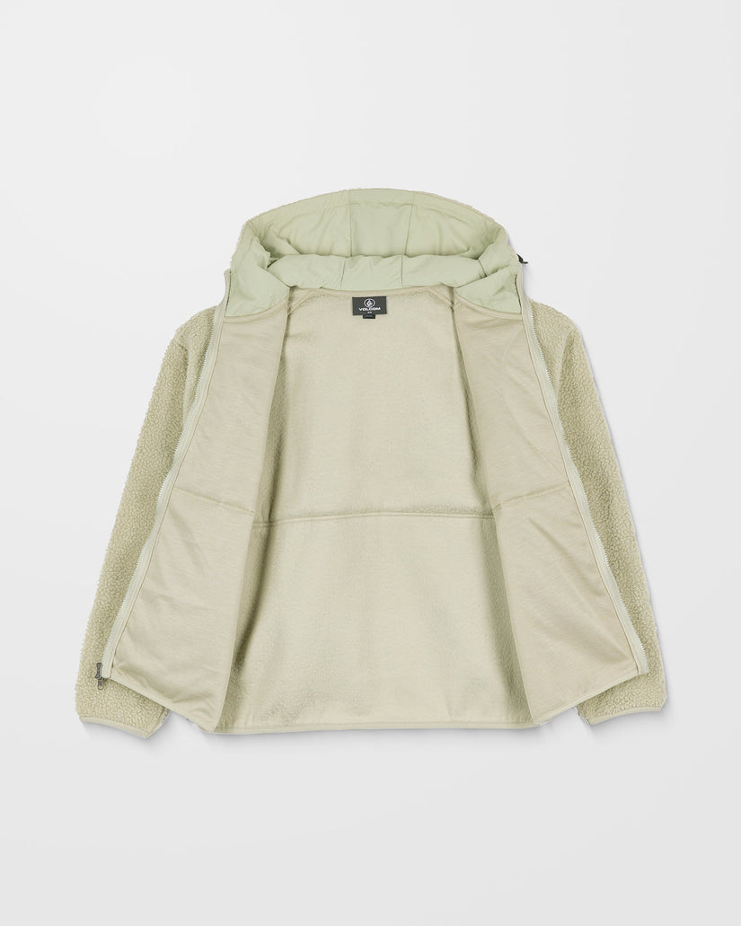 Sudadera De Borreguillo Con Capucha Y Cremallera Nomaa - Green Tea