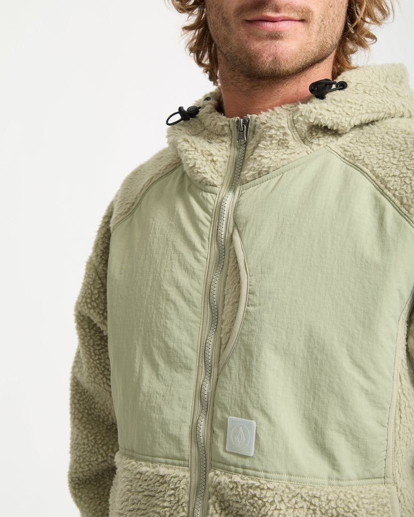 Sudadera De Borreguillo Con Capucha Y Cremallera Nomaa - Green Tea