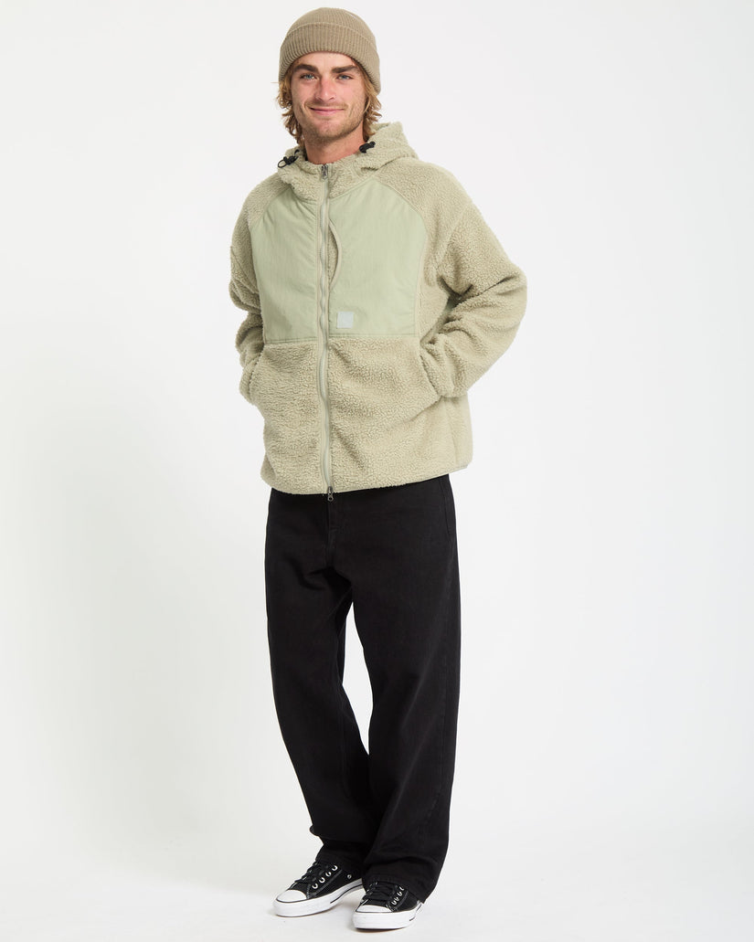 Sudadera De Borreguillo Con Capucha Y Cremallera Nomaa - Green Tea
