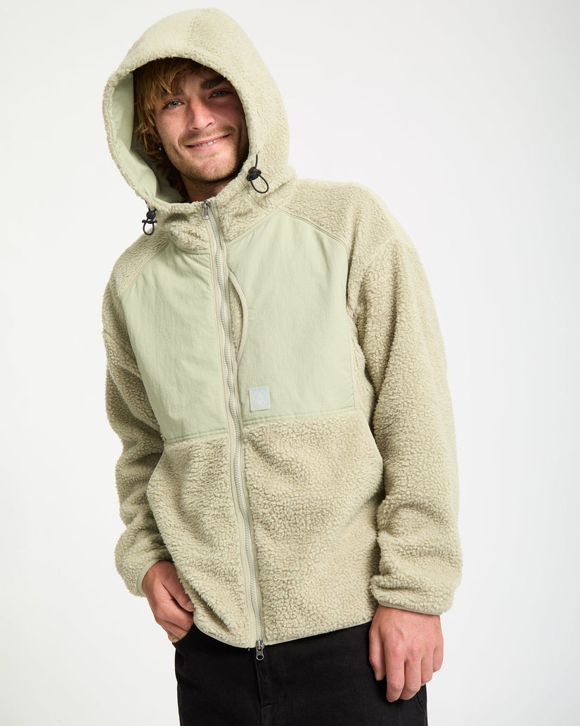 Sudadera De Borreguillo Con Capucha Y Cremallera Nomaa - Green Tea
