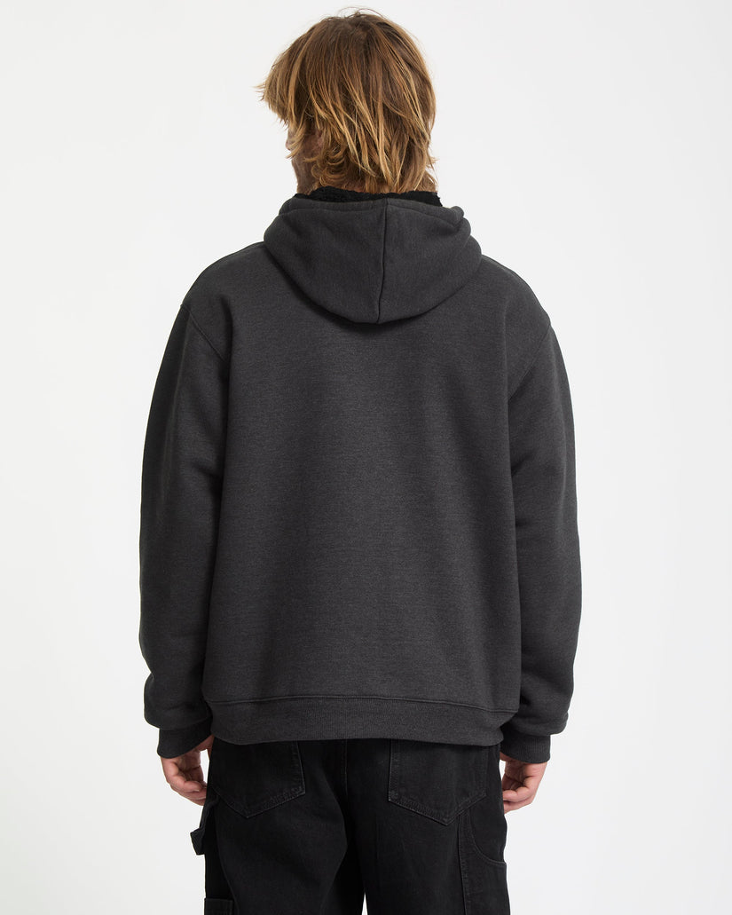 Sudadera Con Capucha Y Cremallera Sherpa Single Stone - Heather Black