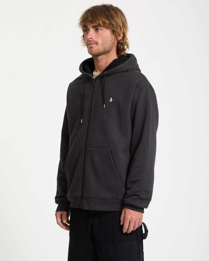 Sudadera Con Capucha Y Cremallera Sherpa Single Stone - Heather Black