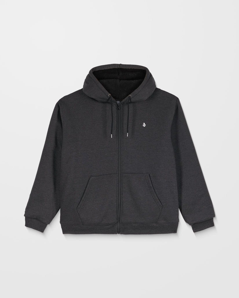 Sudadera Con Capucha Y Cremallera Sherpa Single Stone - Heather Black