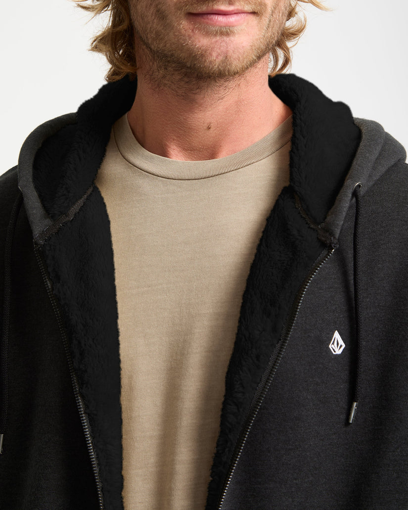 Sudadera Con Capucha Y Cremallera Sherpa Single Stone - Heather Black