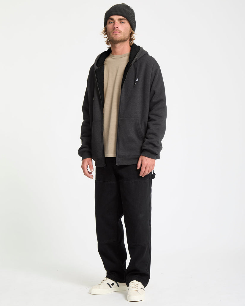 Sudadera Con Capucha Y Cremallera Sherpa Single Stone - Heather Black