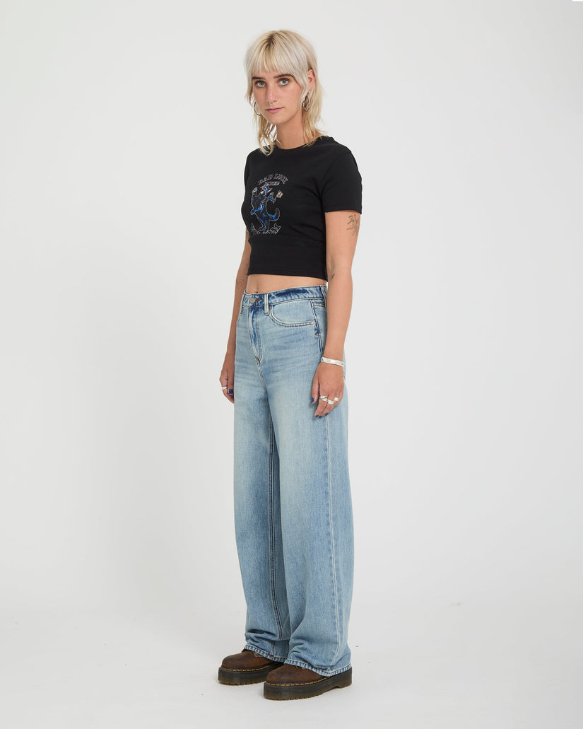 Pantalón vaquero Stoned Hirise - Dusty Blue Wash