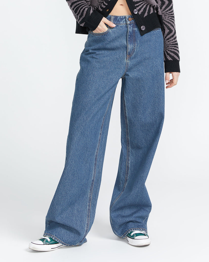 Pantalón Vaquero De Tiro Alto Stoned - Indigo Ridge Wash