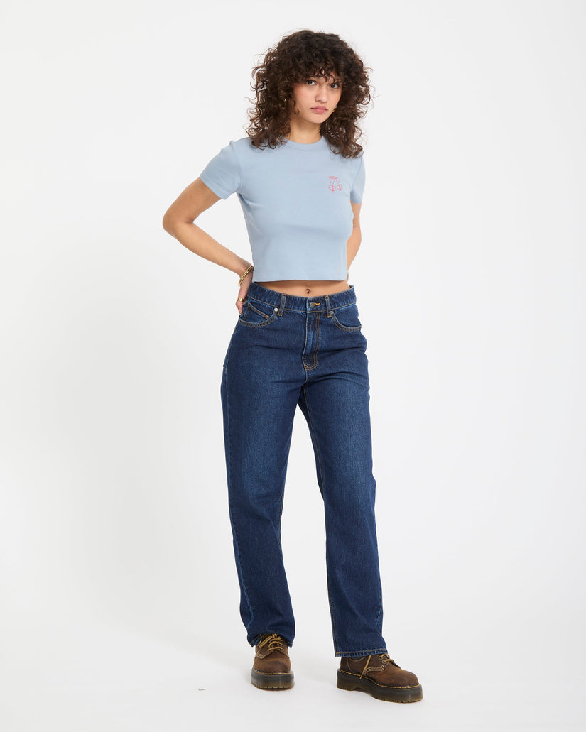 Camiseta crop top As If Baby - Cali Blue