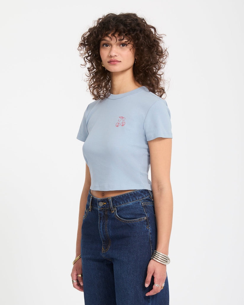 Camiseta crop top As If Baby - Cali Blue