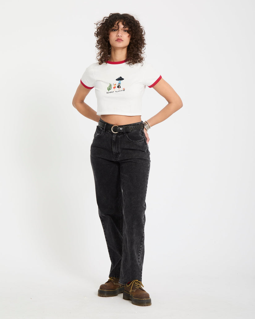 Camiseta crop top Mickey Mason - Off White