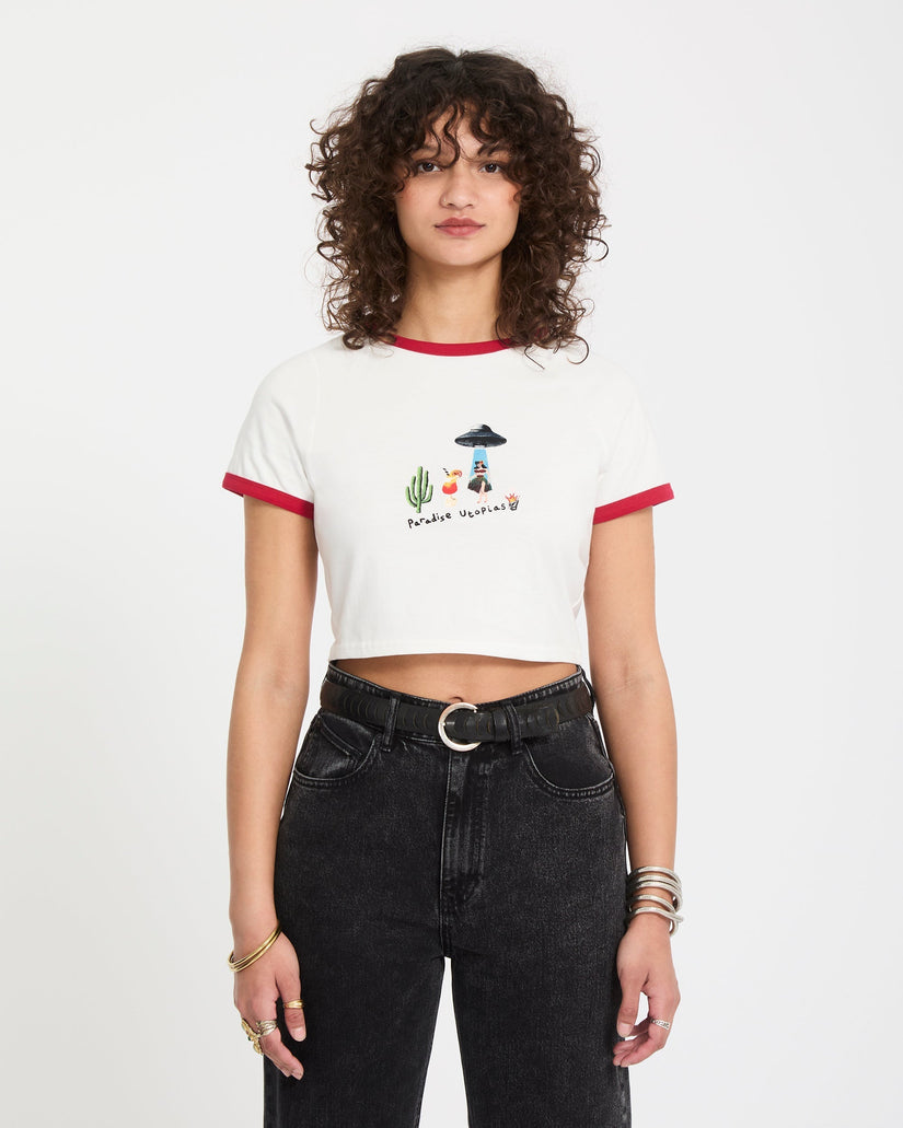 Camiseta crop top Mickey Mason - Off White