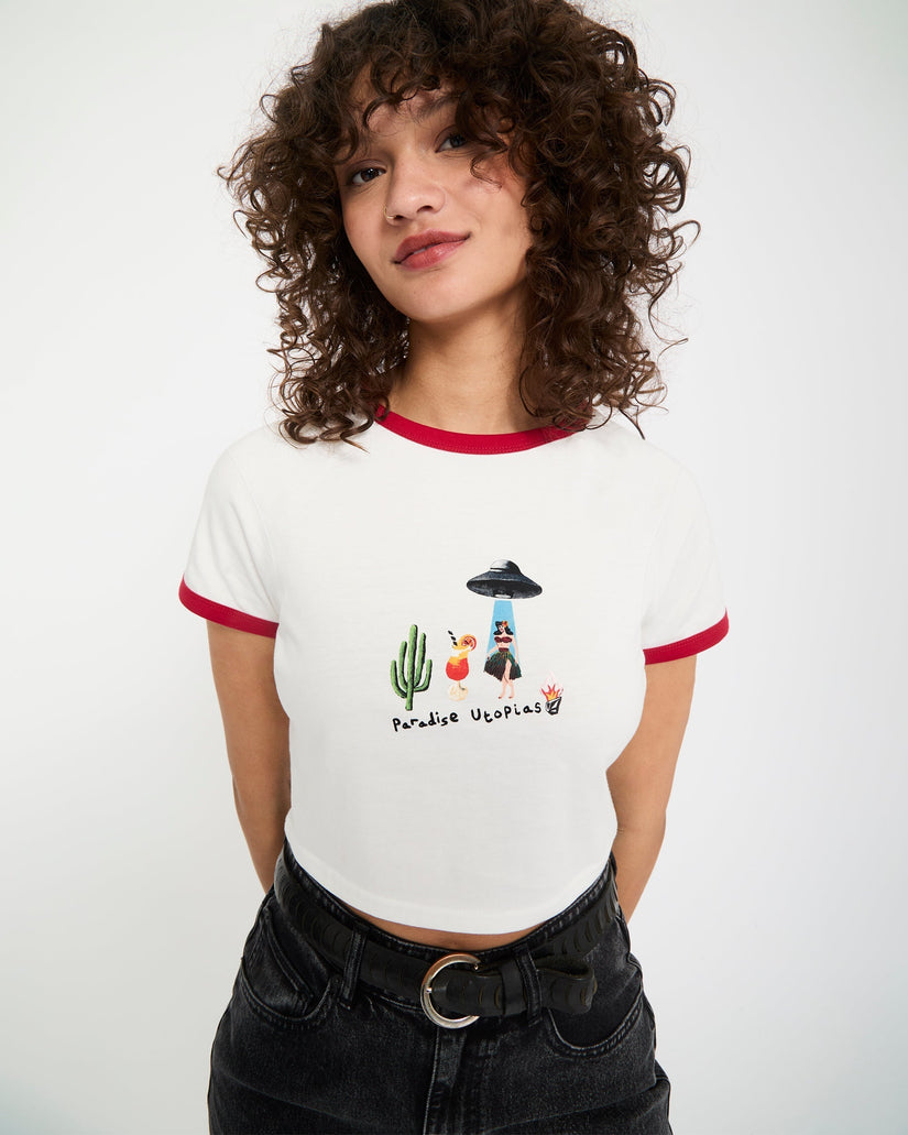 Camiseta crop top Mickey Mason - Off White