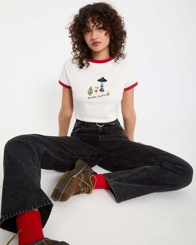 Camiseta crop top Mickey Mason - Off White