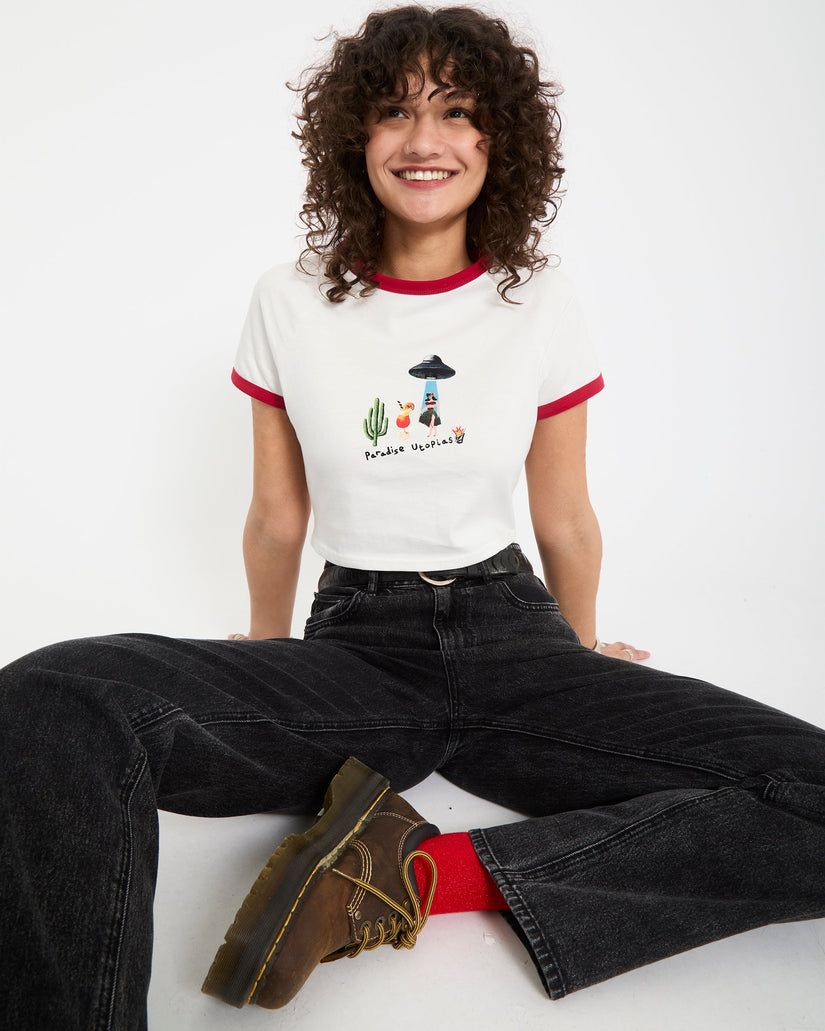 Camiseta crop top Mickey Mason - Off White
