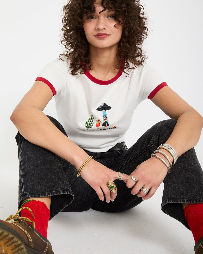 Camiseta crop top Mickey Mason - Off White