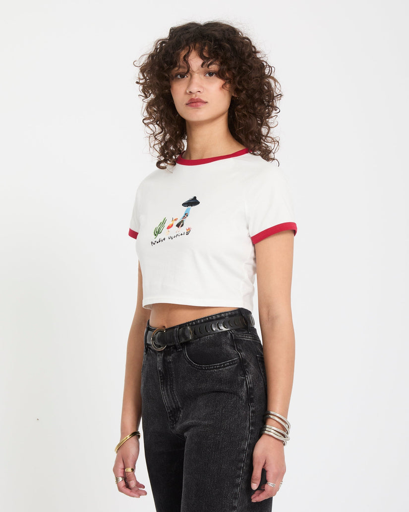 Camiseta crop top Mickey Mason - Off White