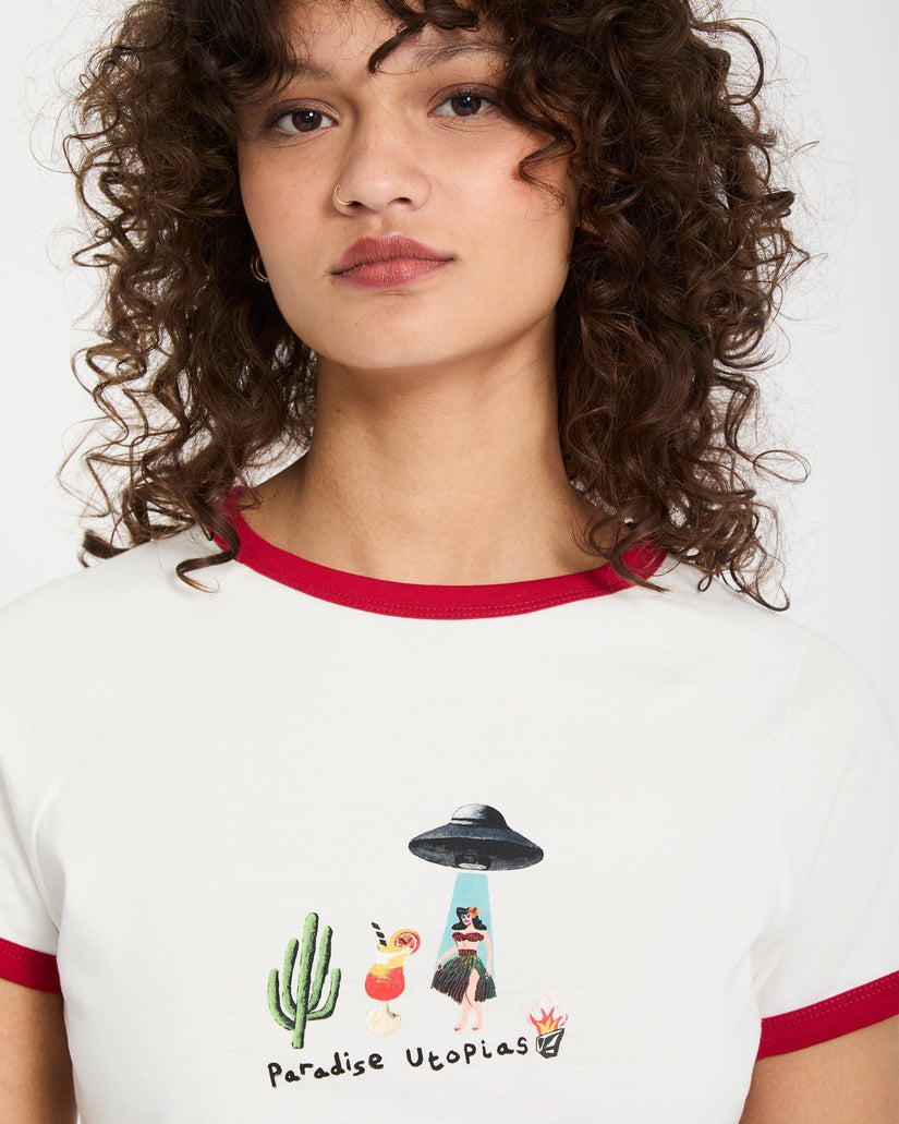 Camiseta crop top Mickey Mason - Off White