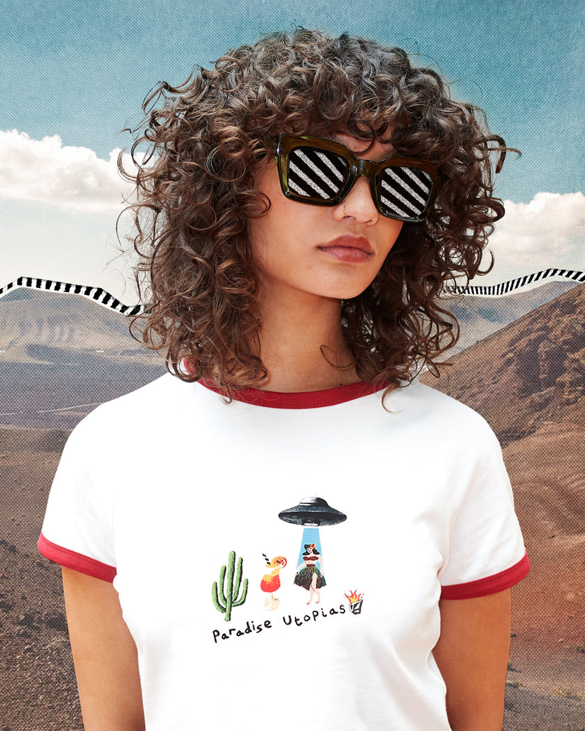 Camiseta crop top Mickey Mason - Off White