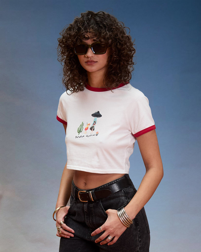 Camiseta crop top Mickey Mason - Off White
