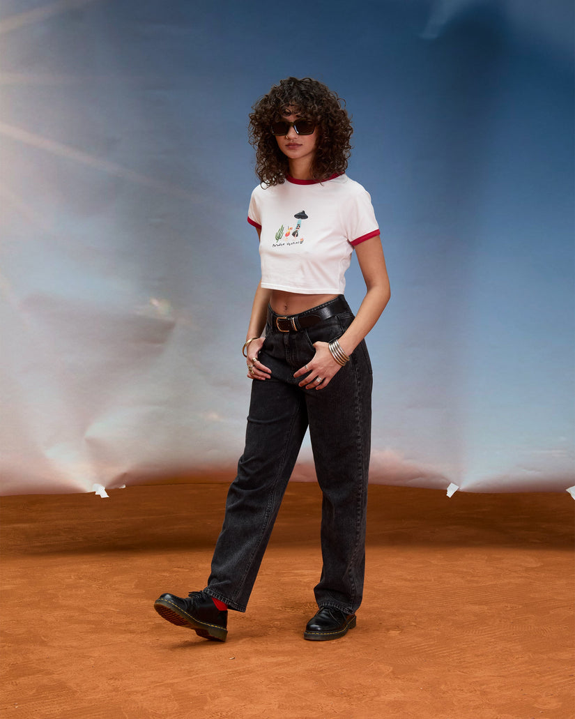 Camiseta crop top Mickey Mason - Off White
