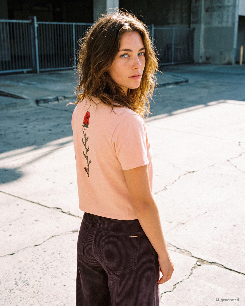 Camiseta Dial Crop - Misty Rose
