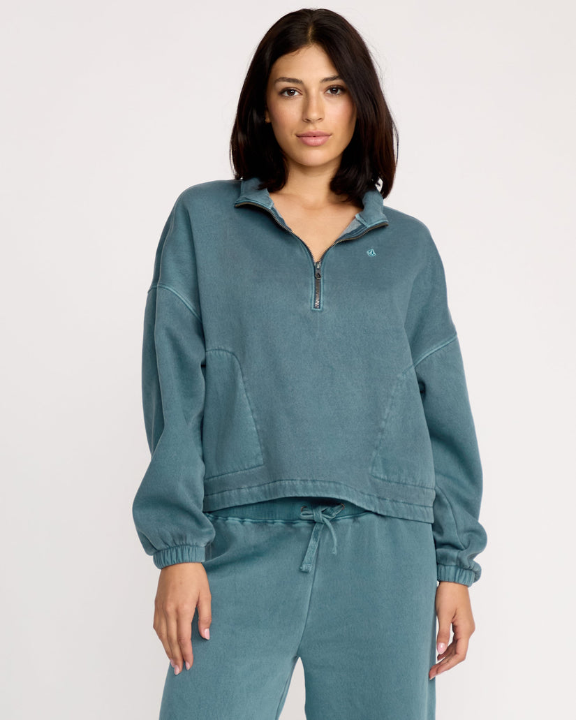 Sudadera Con Cremallera 1/4 Stone Soft - Emerald Green