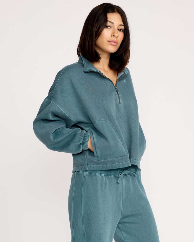 Sudadera Con Cremallera 1/4 Stone Soft - Emerald Green