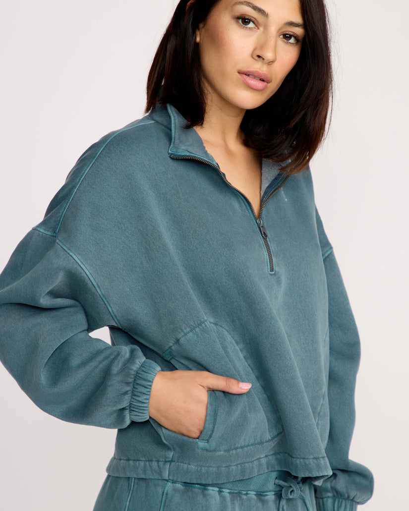 Sudadera Con Cremallera 1/4 Stone Soft - Emerald Green