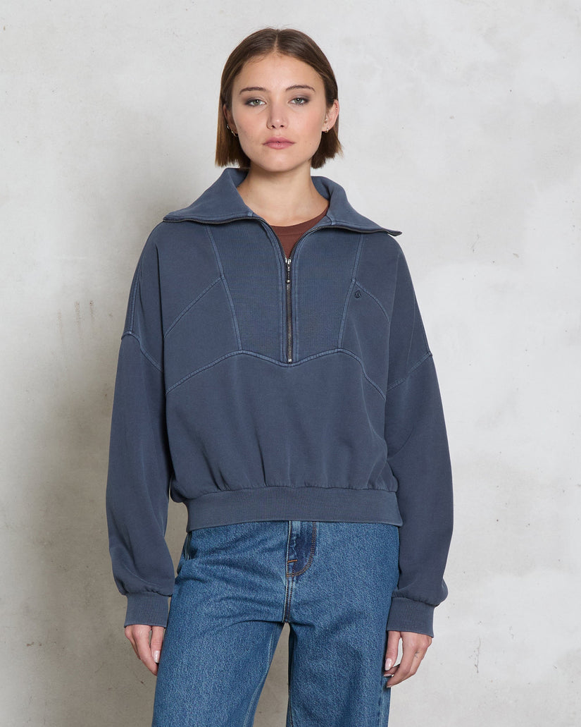 Sudadera con cremallera de 1/4 Reetrocity - Storm Blue