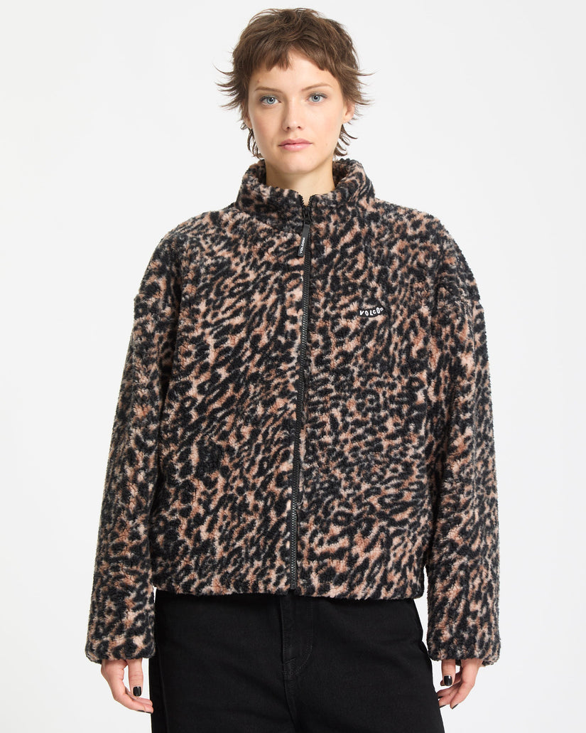 Sudadera De Borreguillo Con Cremallera Wylding Out - Animal Print