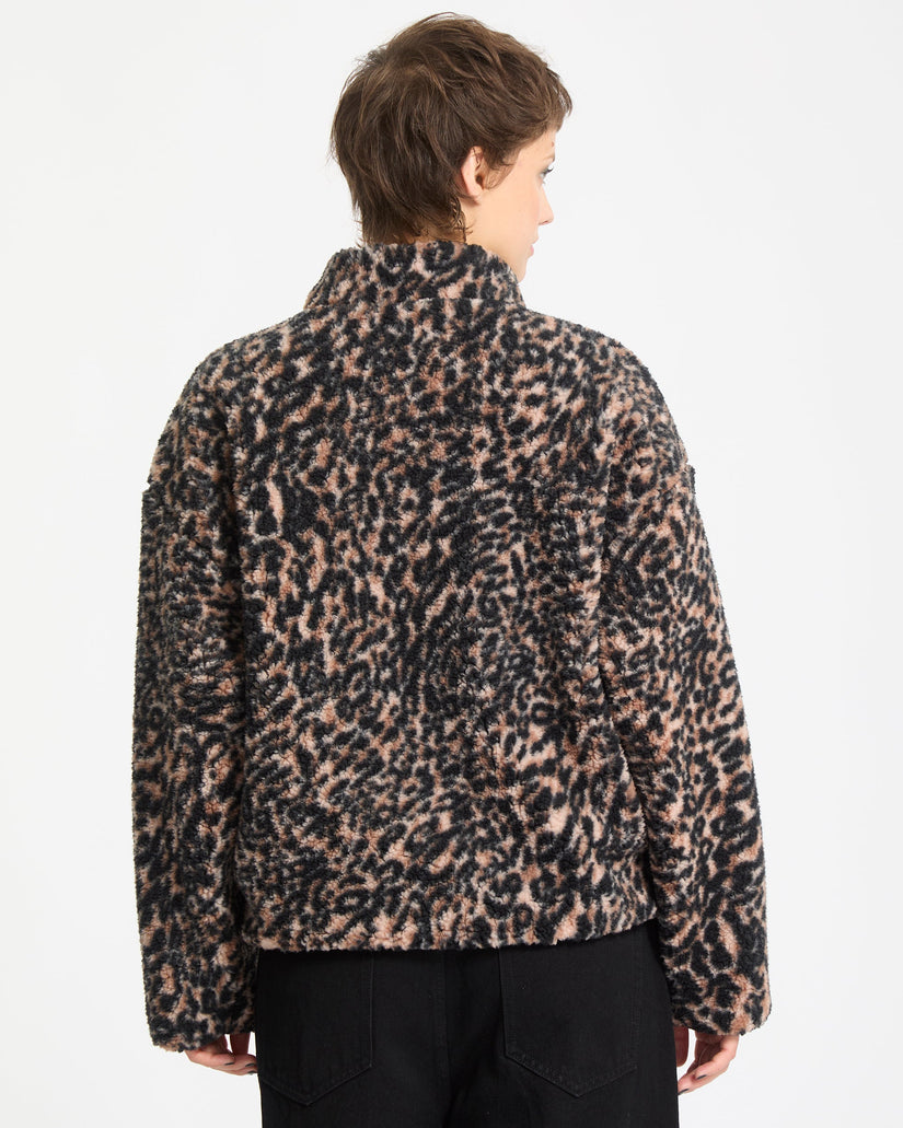 Sudadera De Borreguillo Con Cremallera Wylding Out - Animal Print