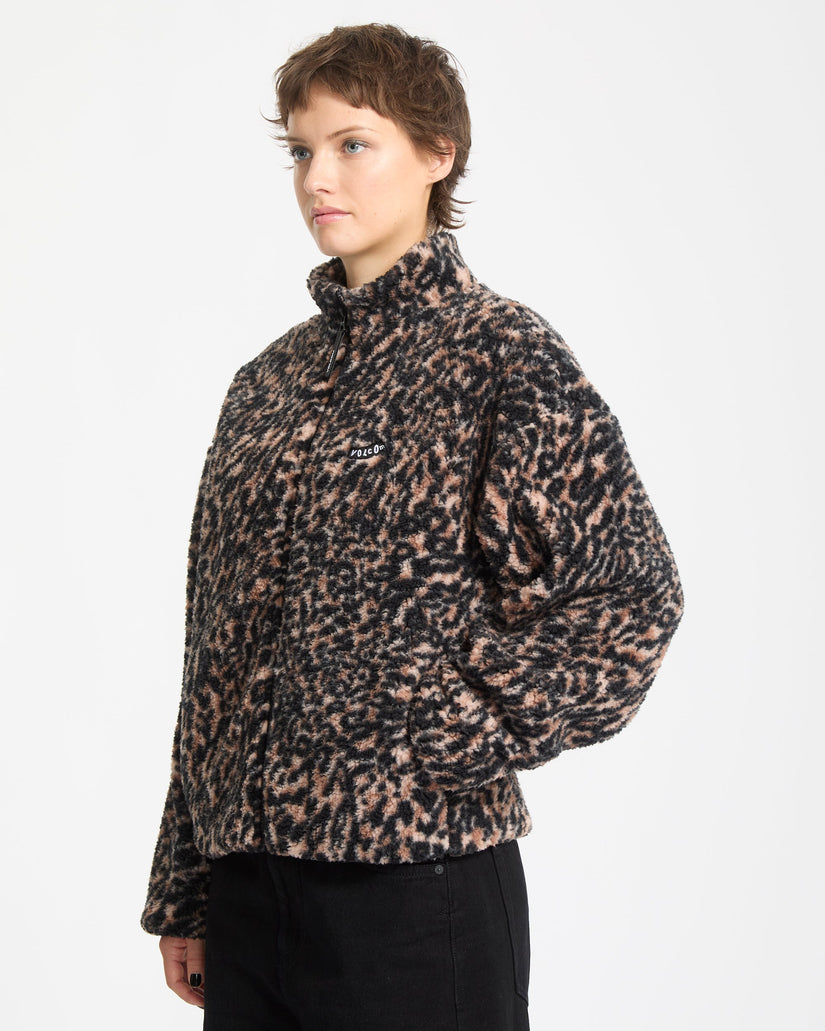 Sudadera De Borreguillo Con Cremallera Wylding Out - Animal Print