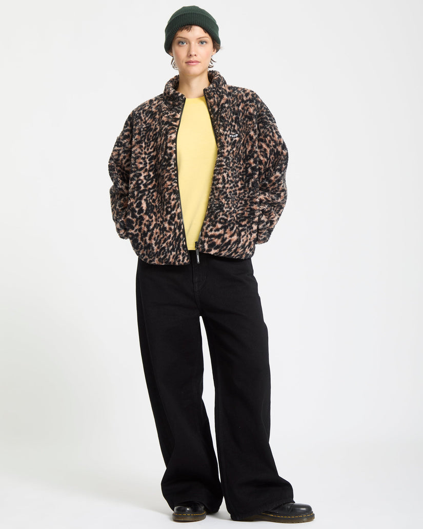 Sudadera De Borreguillo Con Cremallera Wylding Out - Animal Print