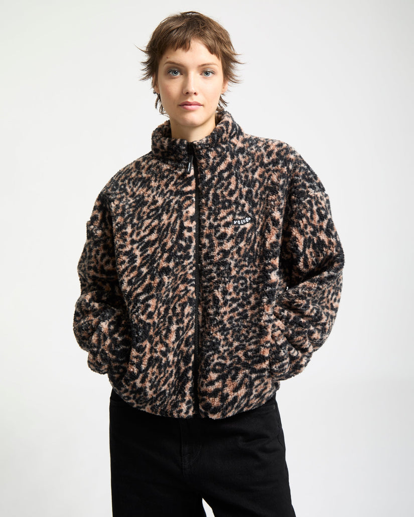 Sudadera De Borreguillo Con Cremallera Wylding Out - Animal Print