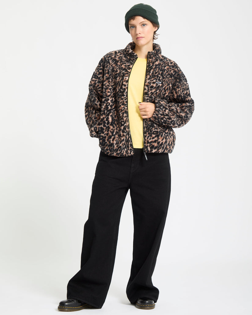 Sudadera De Borreguillo Con Cremallera Wylding Out - Animal Print